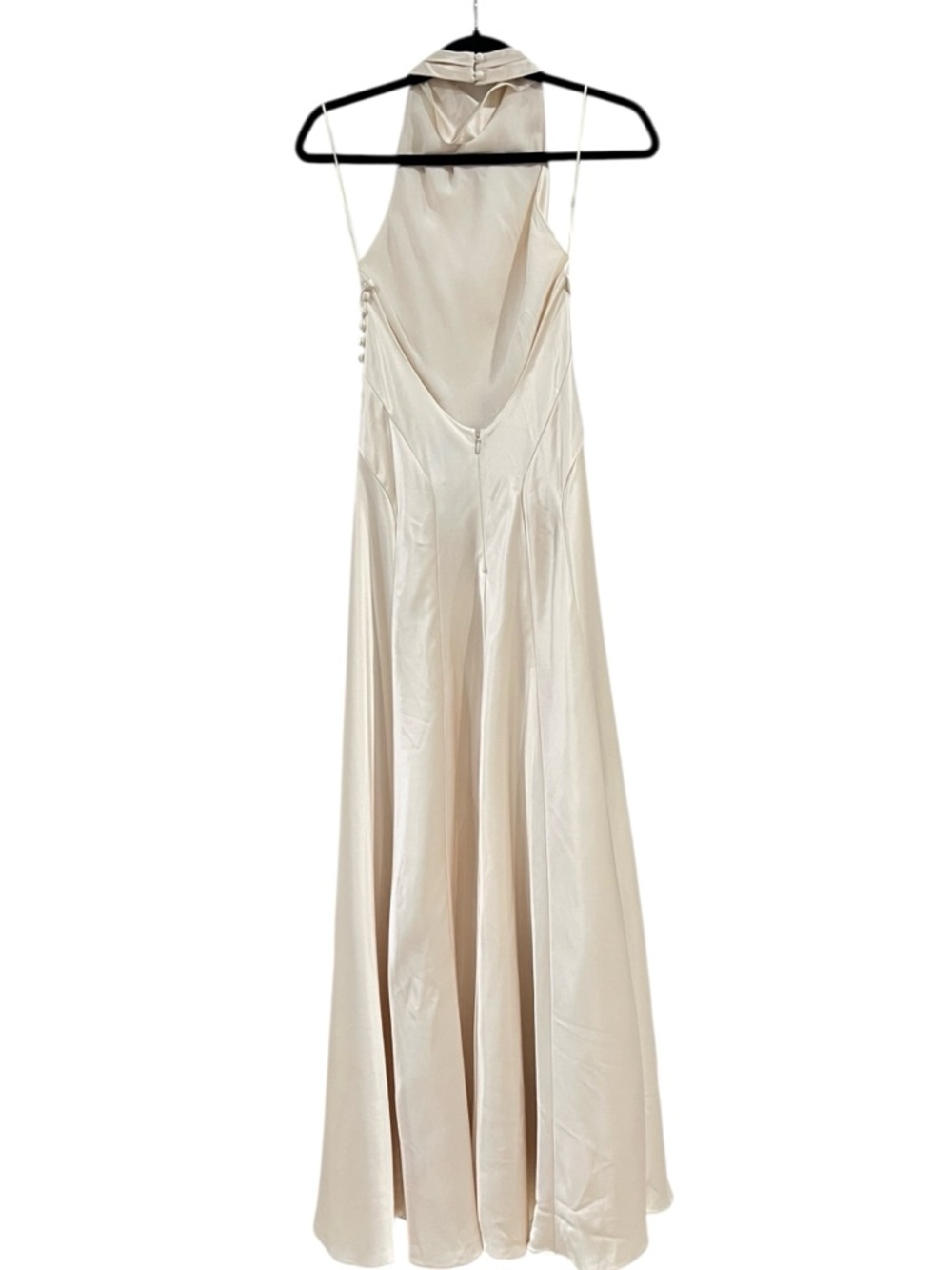 Reformation Roy Satin Dress – Elegant Ivory Halter Gown - Picture 6 of 11